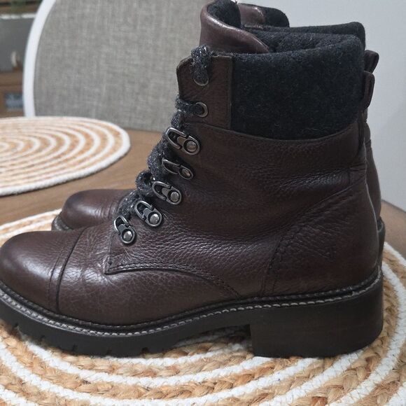 Frye Samantha Hiker, Combat Mid Calf, Brown Lace Ups, Size 7.5B - Picture 4 of 9
